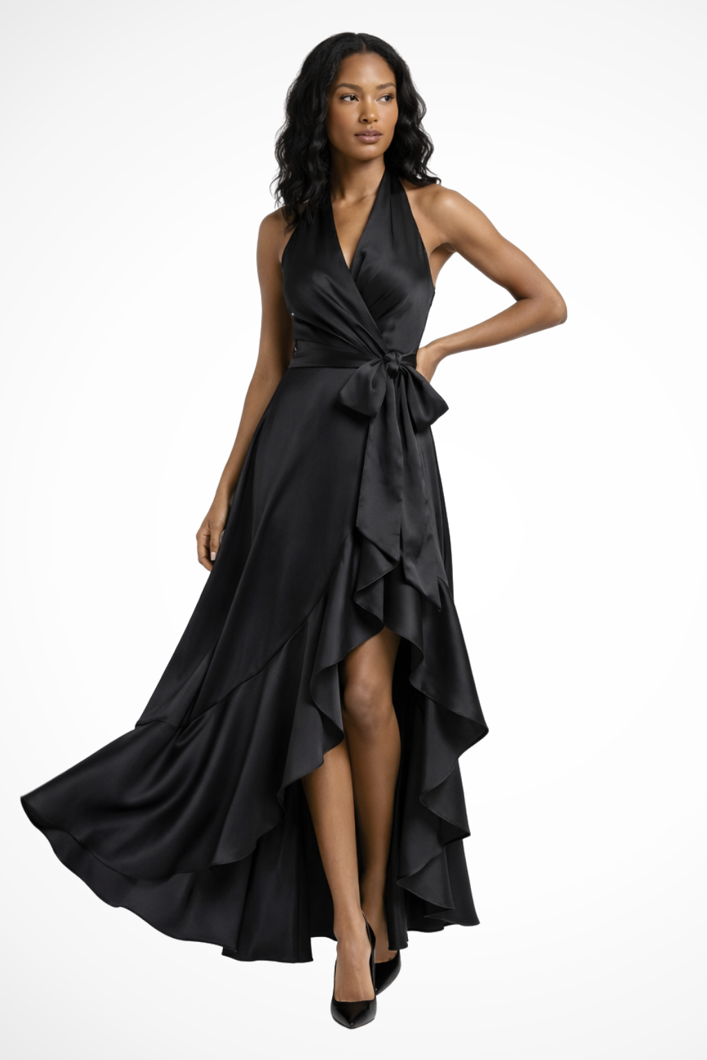 Wilma | Women's Halter Maxi Dress with Slit Detail