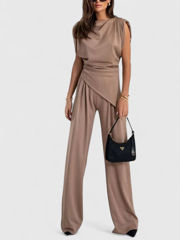 Sharon | Women's Elegant Sleeveless Top and Pants Set