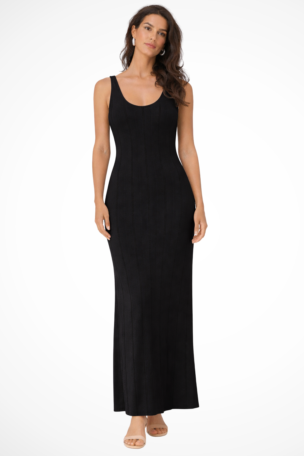 Margot | Women's Black Sleeveless Deep V Maxi Dress