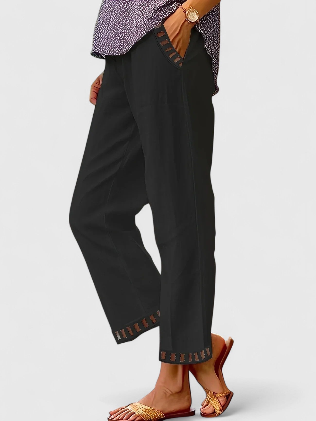 Mallory | Women's Cropped Contrast Trim Pants