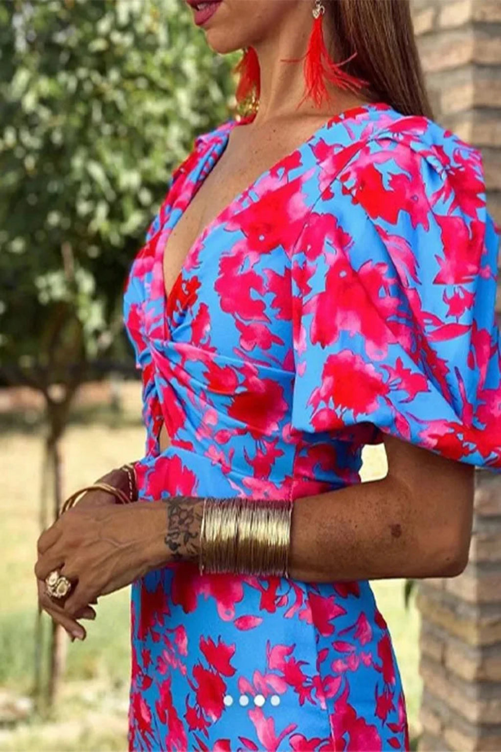 Lorraine | Women's Floral Twist Front Midi Dress