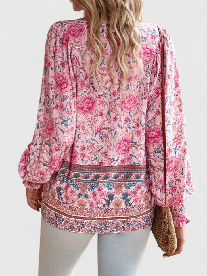Tessa | Women's Floral Long Sleeve Peasant Top