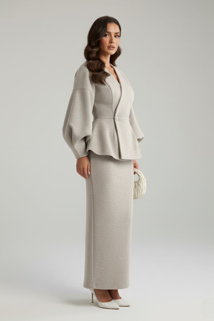 Tina | Women's Suit V-Neck Blazer and Skirt Set