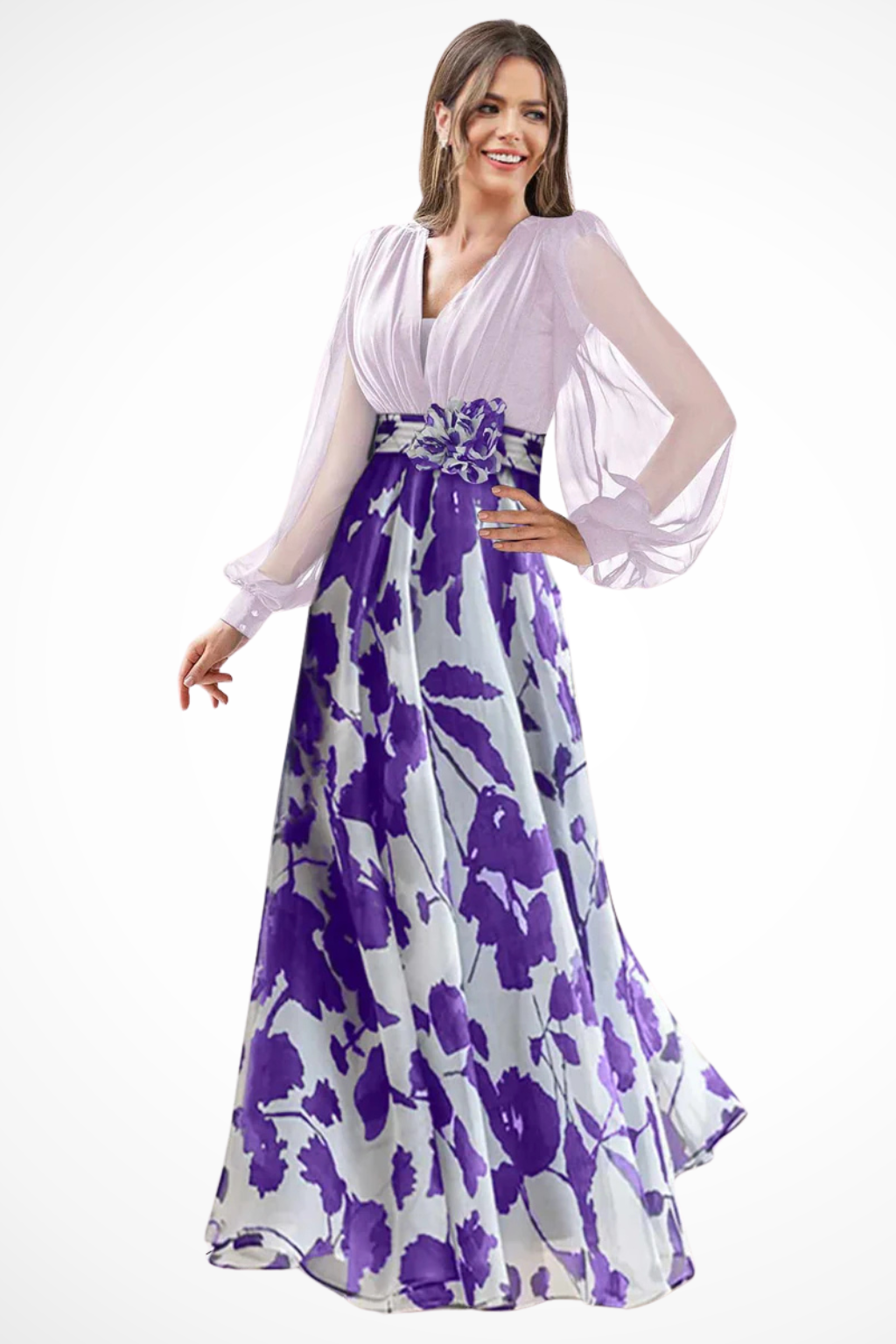 Valentina | Women's Floral Maxi Dress with Balloon Sleeves