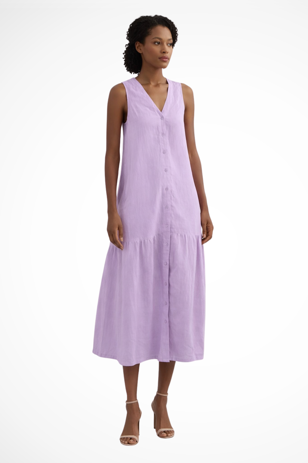 Willa | Women's White V-Neck Sleeveless Maxi Dress