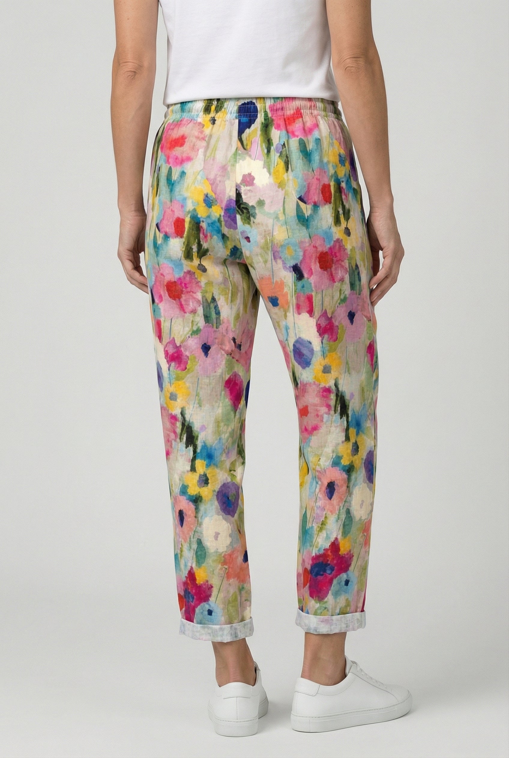 Women’s Cotton Sweatpants Floral Print Elastic Waist Drawstring