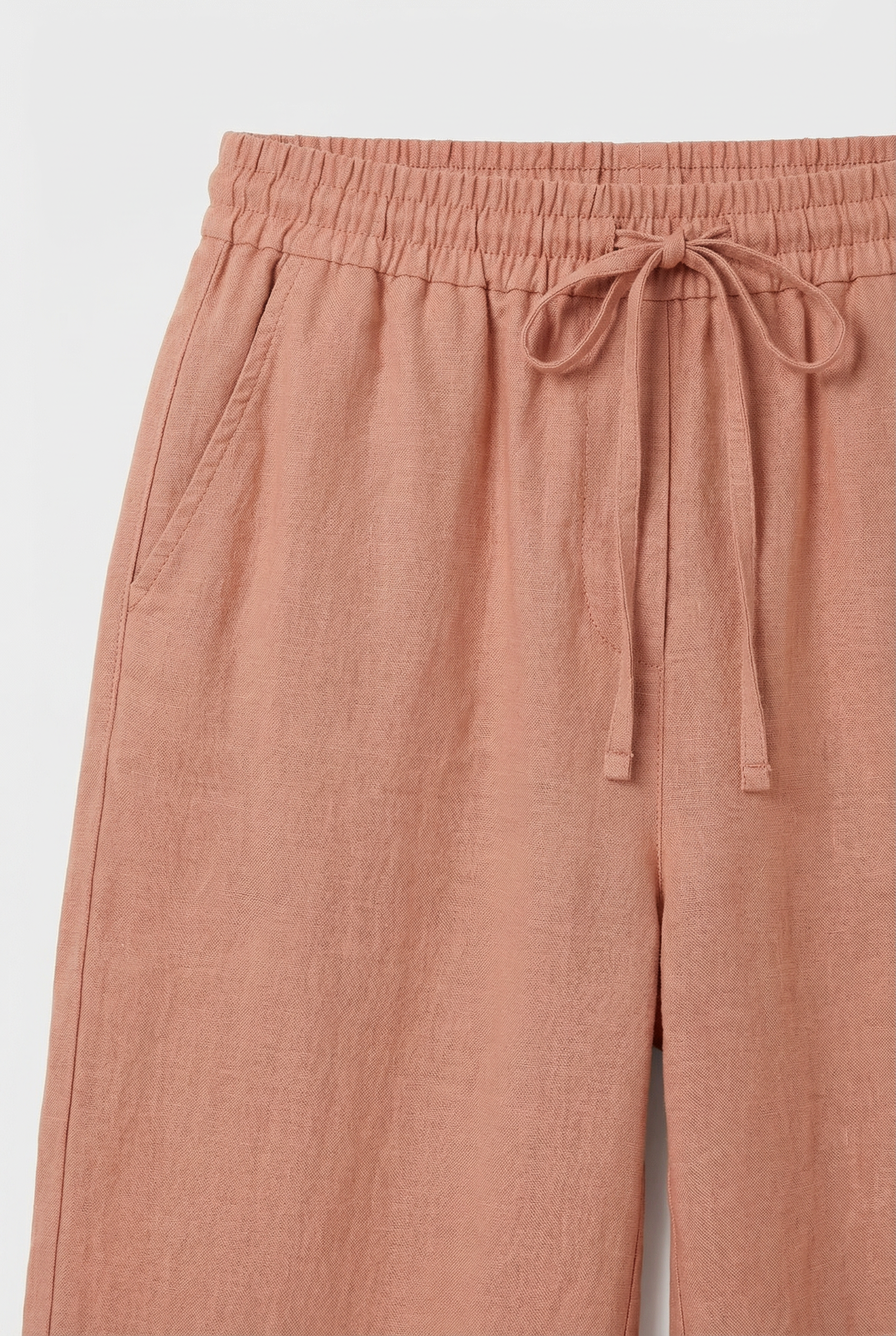 Women’s Cotton Linen Trousers High Waist Wide Leg Drawstring